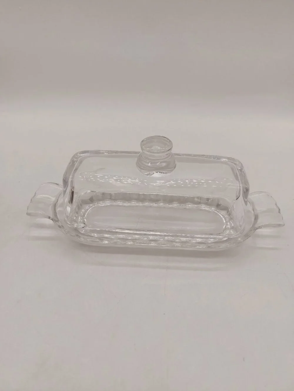 Glass Butter Dish with Lid for Countertop Clear Crystal Classic